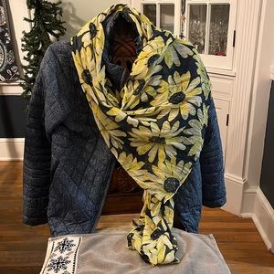 Navy and yellow flowered scarf